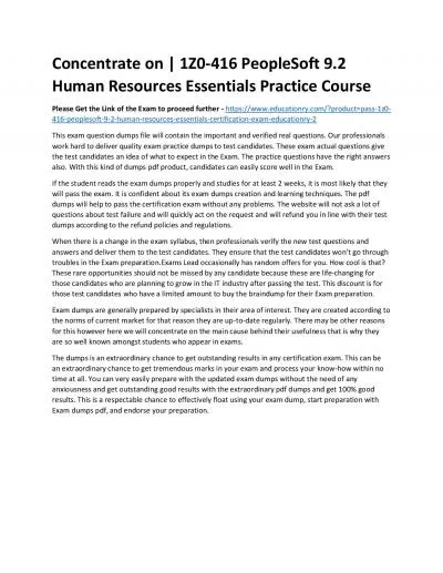 1Z0-416 PeopleSoft 9.2 Human Resources Essentials