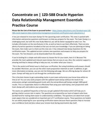 1Z0-588 Oracle Hyperion Data Relationship Management Essentials