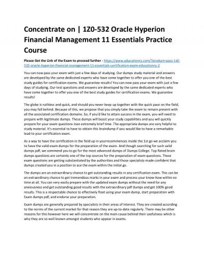 1Z0-532 Oracle Hyperion Financial Management 11 Essentials