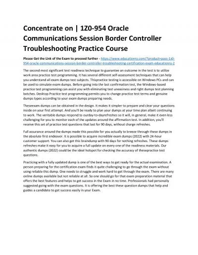 1Z0-954 Oracle Communications Session Border Controller Troubleshooting