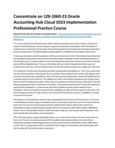 1Z0-1060-23 Oracle Accounting Hub Cloud 2023 Implementation Professional