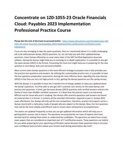 1Z0-1055-23 Oracle Financials Cloud: Payables 2023 Implementation Professional