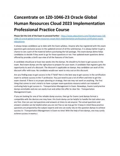 1Z0-1046-23 Oracle Global Human Resources Cloud 2023 Implementation Professional