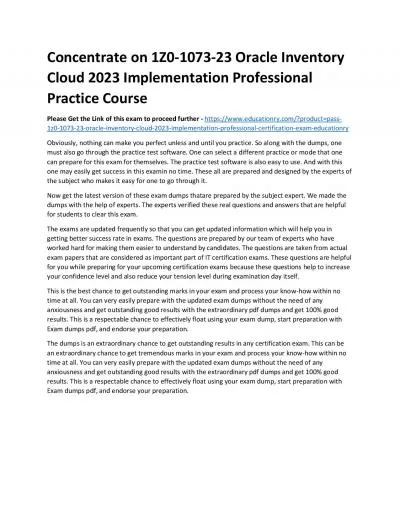 1Z0-1073-23 Oracle Inventory Cloud 2023 Implementation Professional