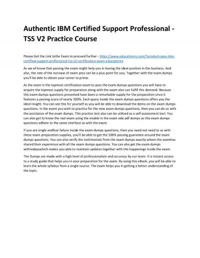 C1000-098: IBM Certified Support Professional - TSS V2