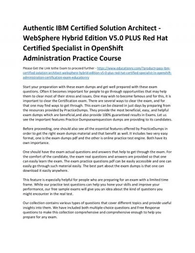C0006401: IBM Certified Solution Architect - WebSphere Hybrid Edition V5.0 PLUS Red Hat