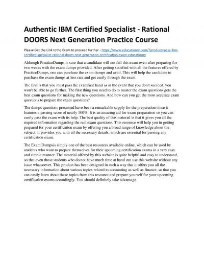 C2010-059: IBM Certified Specialist - Rational DOORS Next Generation