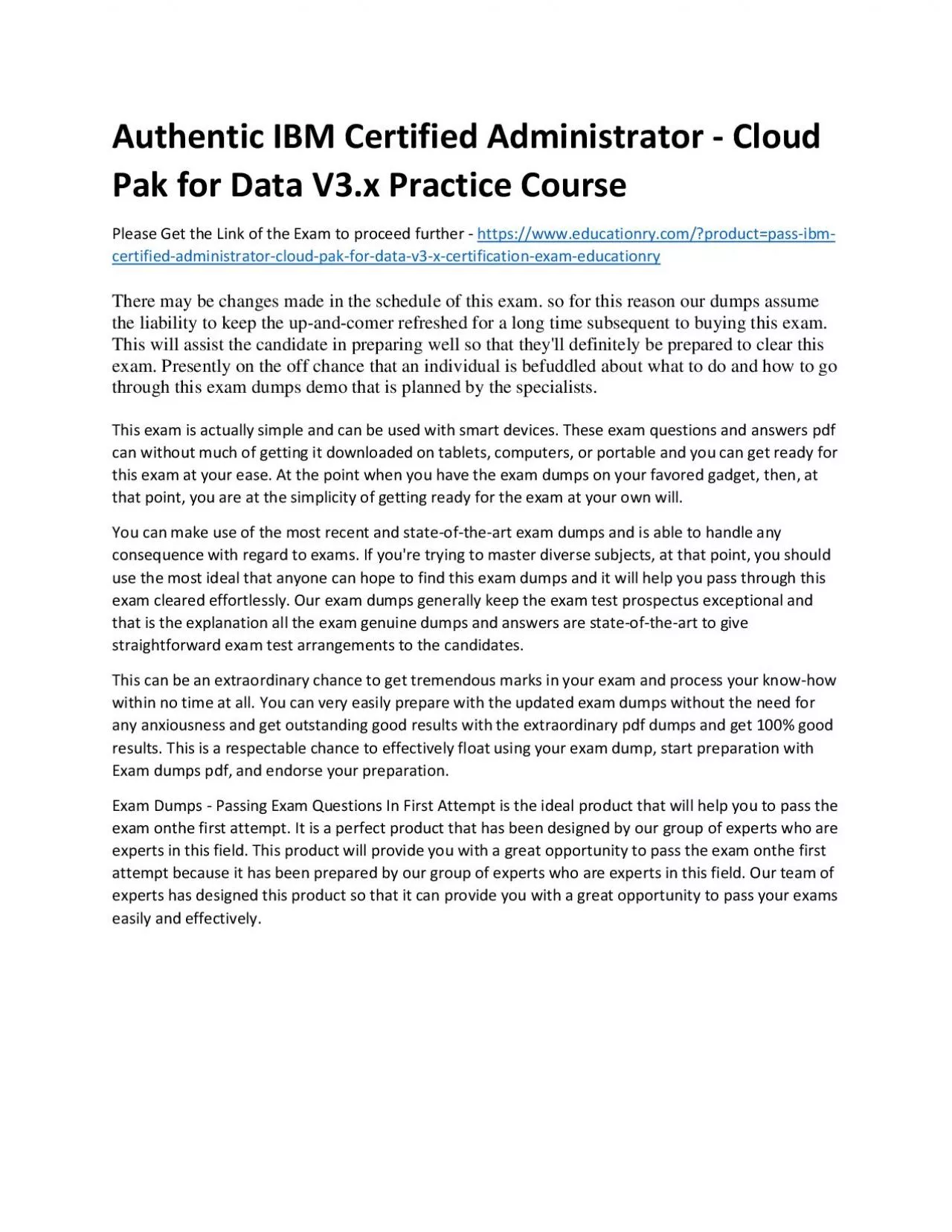 PDF-C1000-086: IBM Certified Administrator - Cloud Pak for Data V3.x