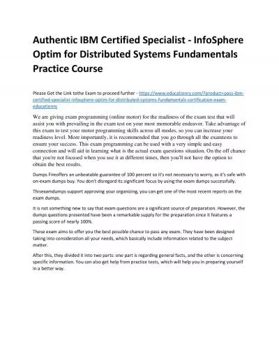 C2090-552: IBM Certified Specialist - InfoSphere Optim for Distributed Systems Fundamentals