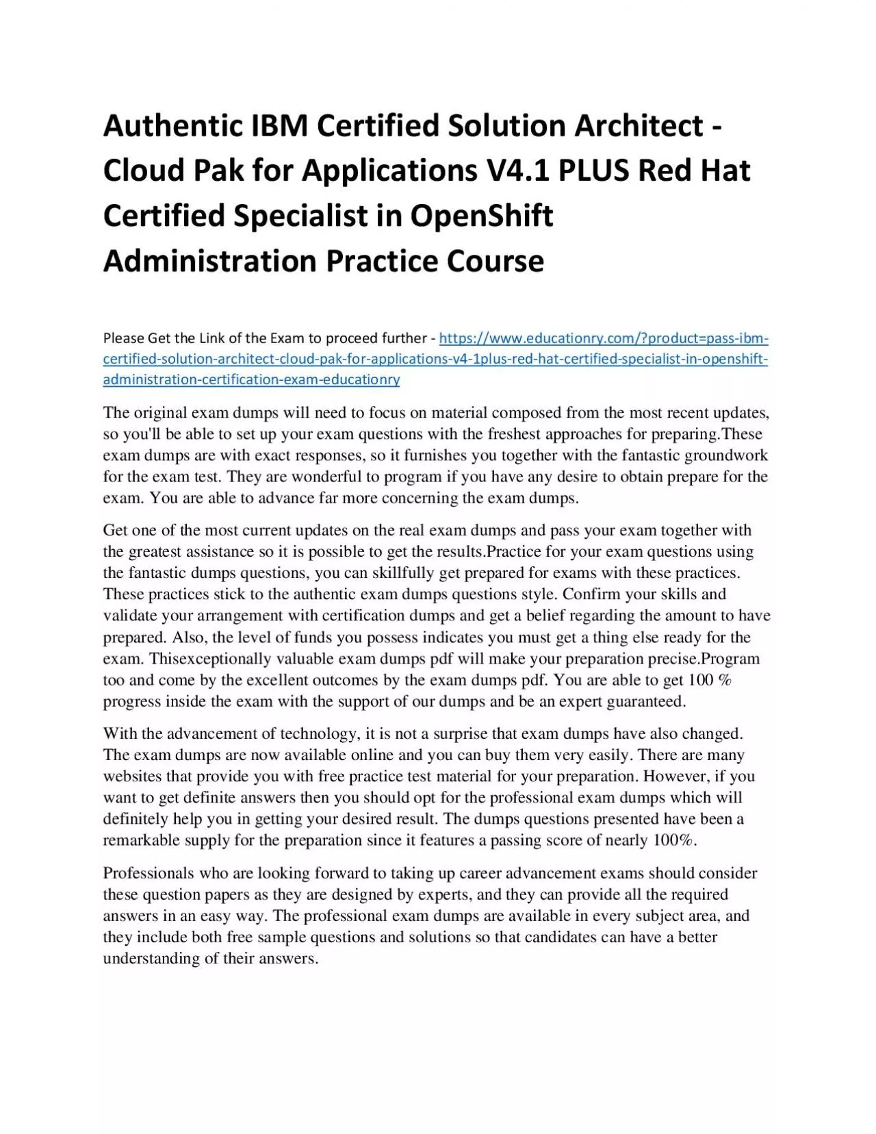 C0006400: IBM Certified Solution Architect - Cloud Pak for Applications V4.1 PLUS Red
