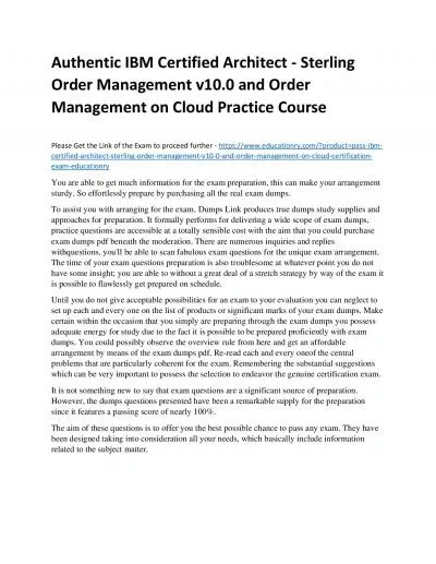 C1000-133: IBM Certified Architect - Sterling Order Management v10.0 and Order Management