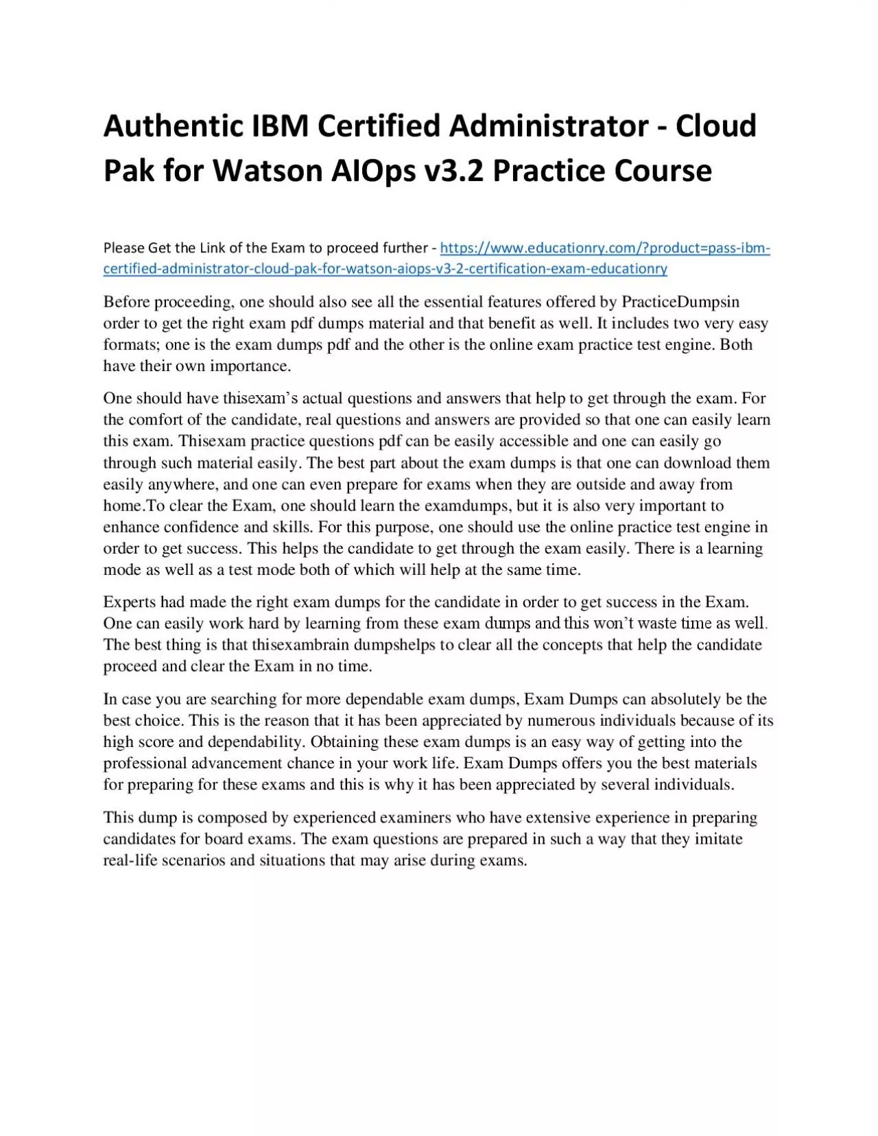 PDF-C1000-143: IBM Certified Administrator - Cloud Pak for Watson AIOps v3.2