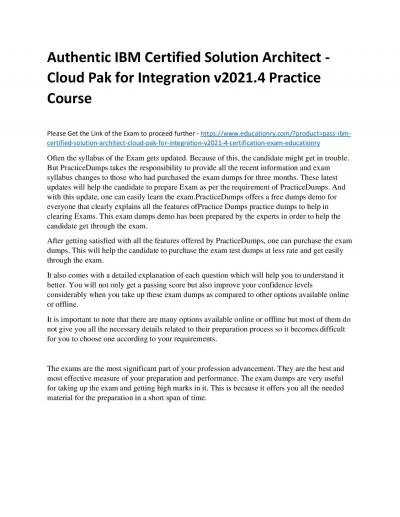 C1000-147: IBM Certified Solution Architect - Cloud Pak for Integration v2021.4