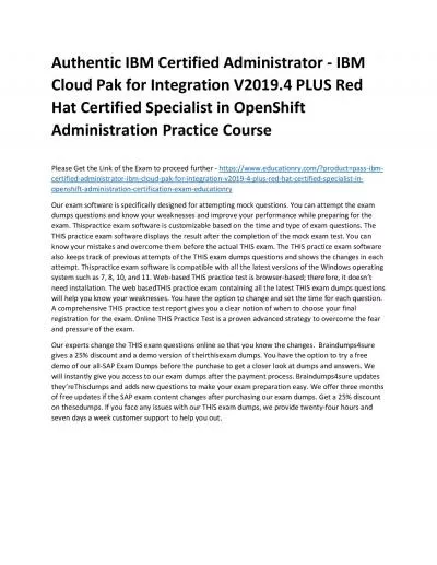 C0005100: IBM Certified Administrator - IBM Cloud Pak for Integration V2019.4 PLUS Red