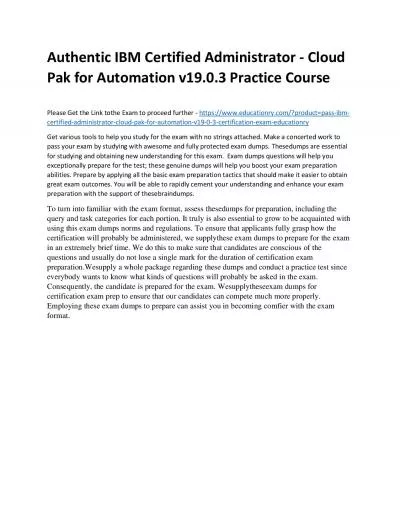 C1000-091: IBM Certified Administrator - Cloud Pak for Automation v19.0.3