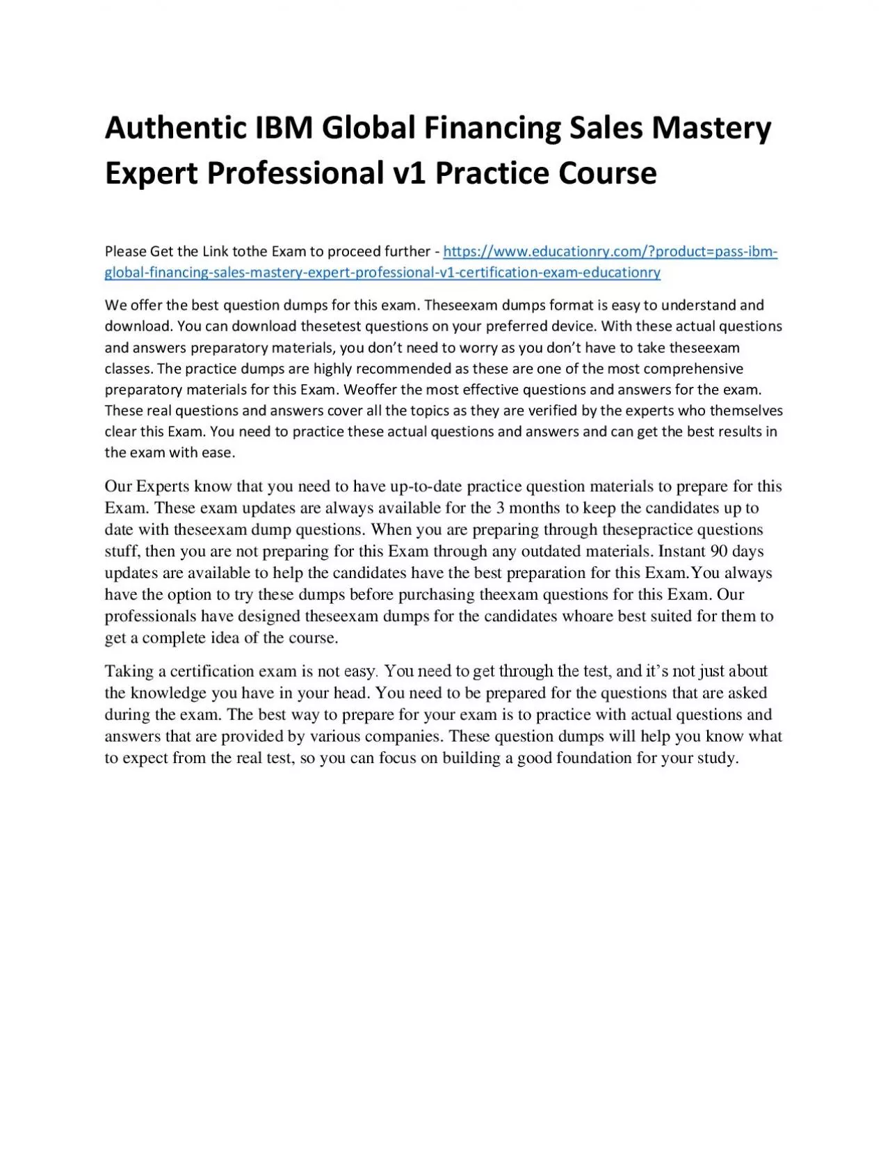 PDF-M1000-002: IBM Global Financing Sales Mastery Expert Professional v1