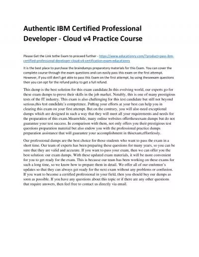 C1000-109: IBM Certified Professional Developer - Cloud v4