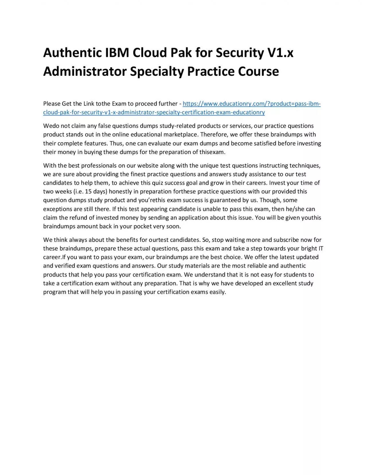 PDF-S1000-001: IBM Cloud Pak for Security V1.x Administrator Specialty