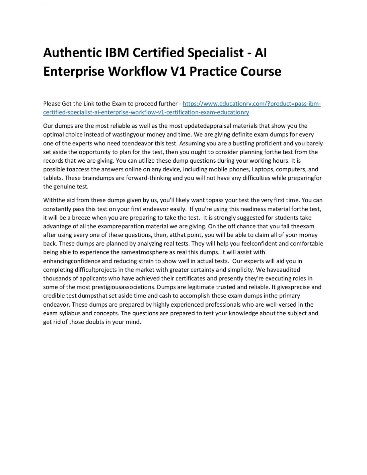 PDF-C1000-059: IBM Certified Specialist - AI Enterprise Workflow V1