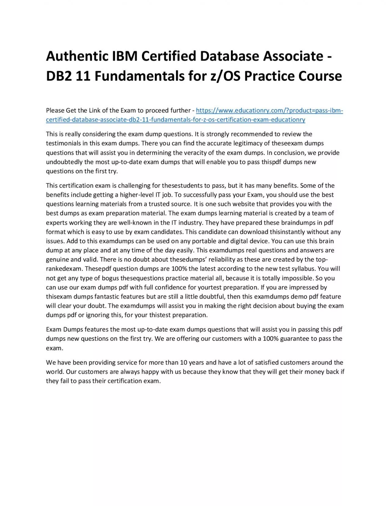 PDF-C2090-320: IBM Certified Database Associate - DB2 11 Fundamentals for z/OS