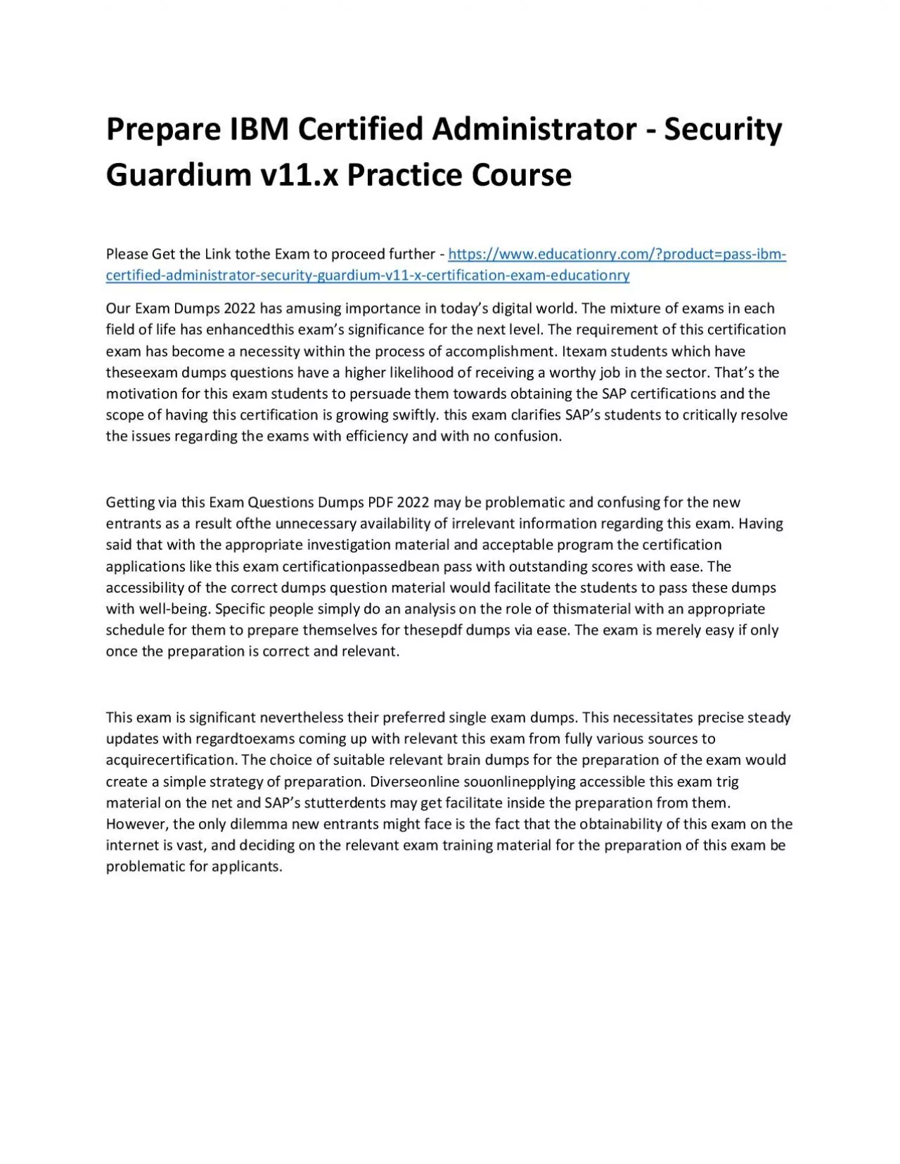 PDF-C1000-127: IBM Certified Administrator - Security Guardium v11.x