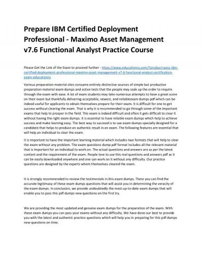 C2010-555: IBM Certified Deployment Professional - Maximo Asset Management v7.6 Functional Analyst