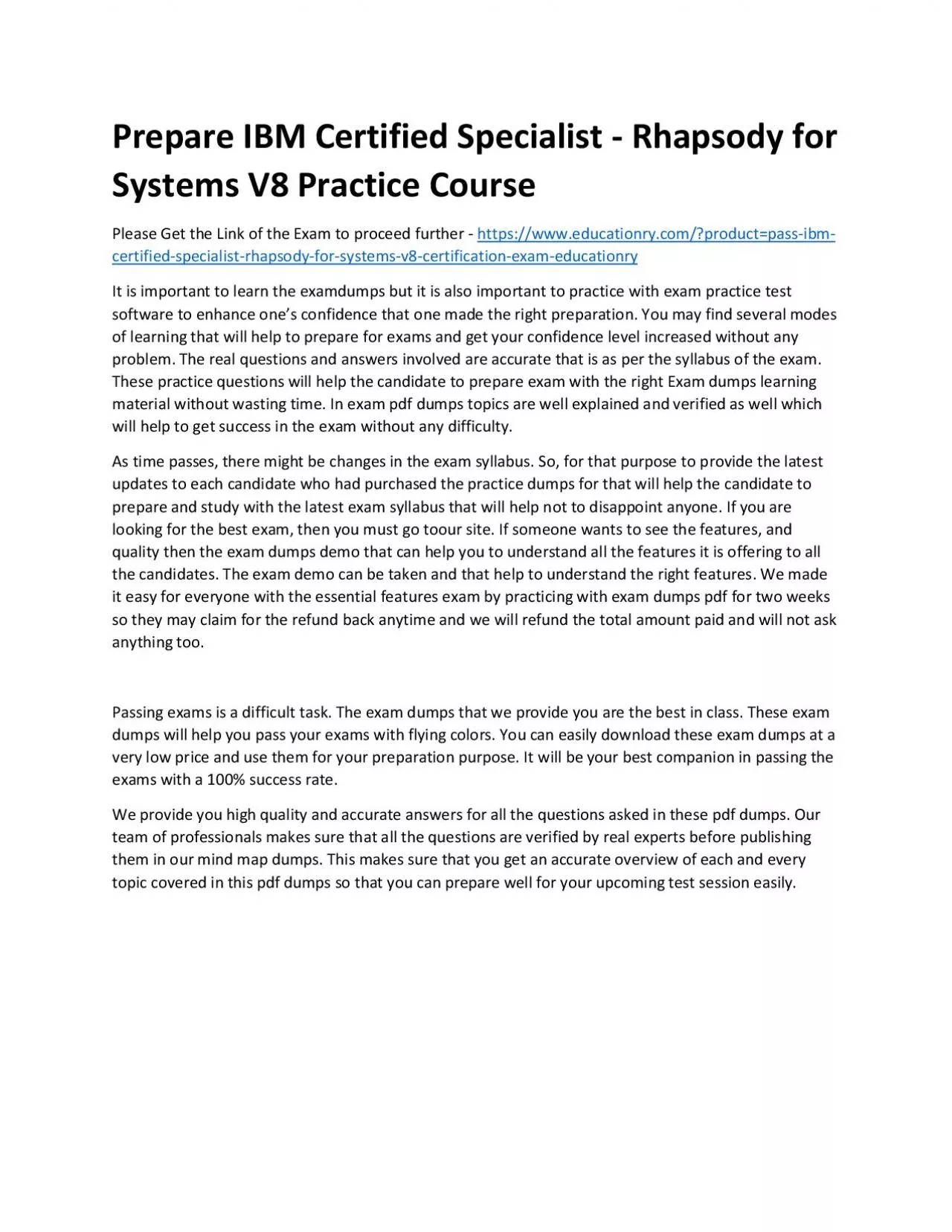 PDF-C2010-068: IBM Certified Specialist - Rhapsody for Systems V8