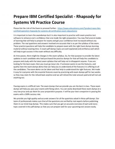 C2010-068: IBM Certified Specialist - Rhapsody for Systems V8