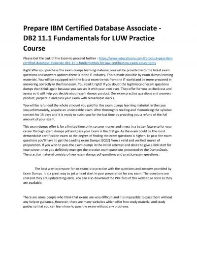 C2090-616: IBM Certified Database Associate - DB2 11.1 Fundamentals for LUW