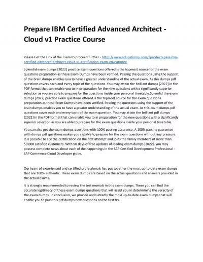 C1000-108: IBM Certified Advanced Architect - Cloud v1