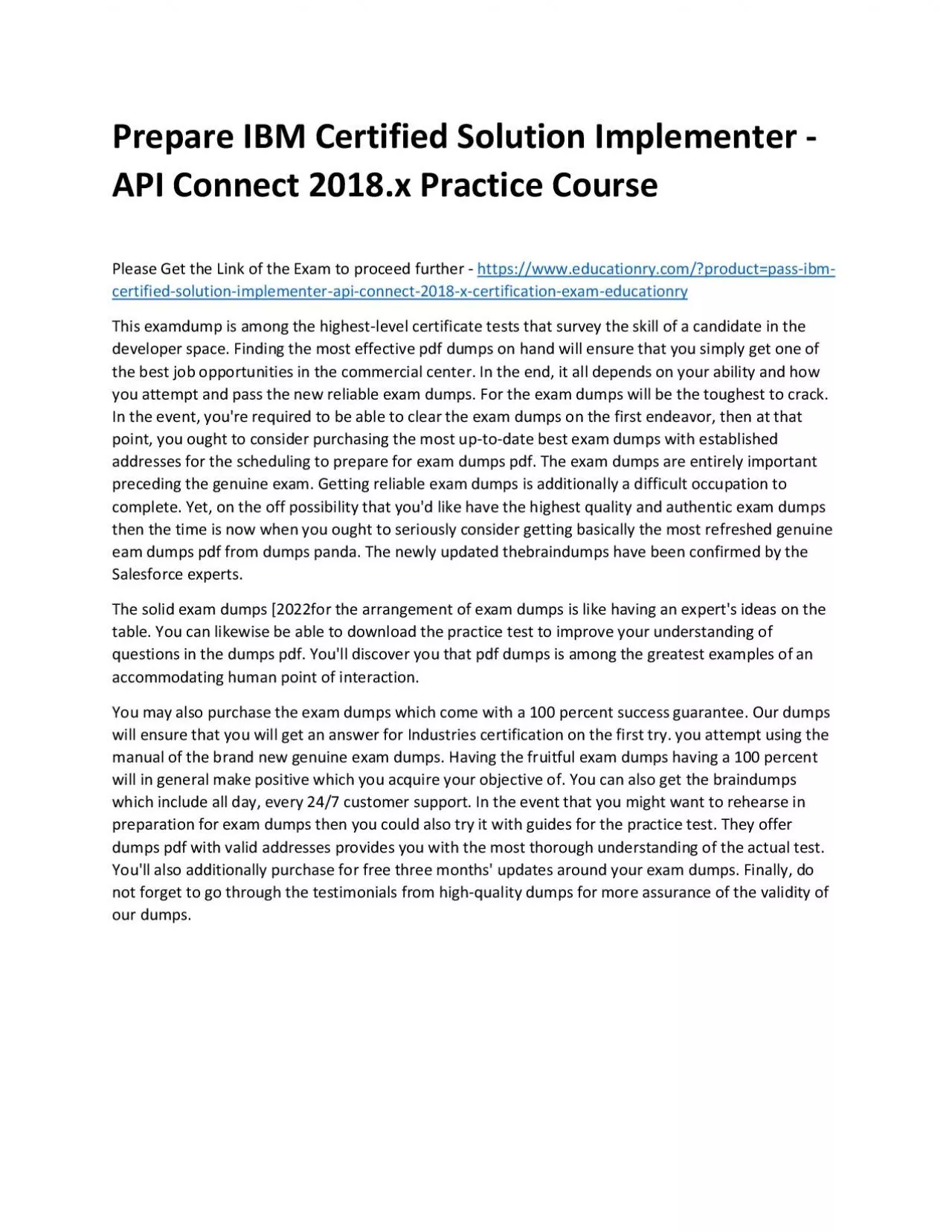 PDF-C1000-044: IBM Certified Solution Implementer - API Connect 2018.x