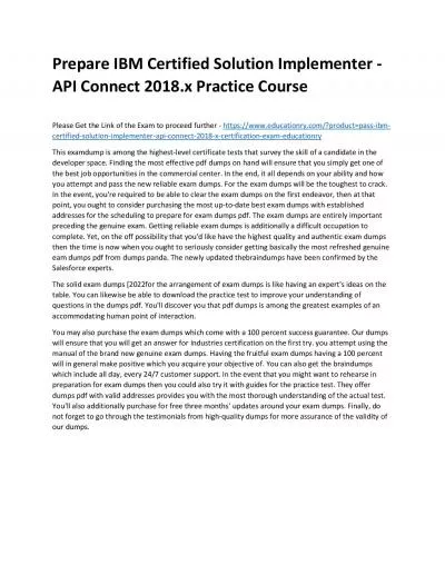 C1000-044: IBM Certified Solution Implementer - API Connect 2018.x