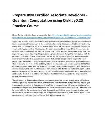 C1000-112: IBM Certified Associate Developer - Quantum Computation using Qiskit v0.2X