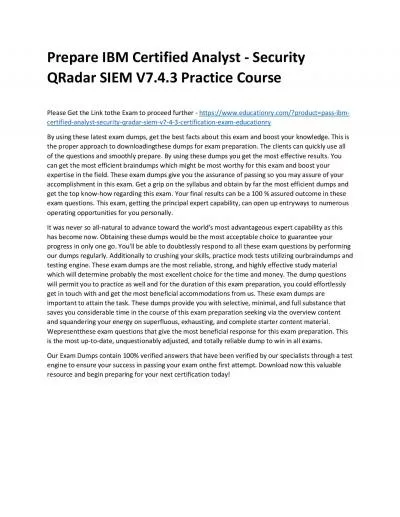 C1000-139: IBM Certified Analyst - Security QRadar SIEM V7.4.3