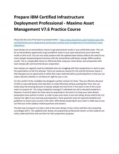 C2010-530: IBM Certified Infrastructure Deployment Professional - Maximo Asset Management