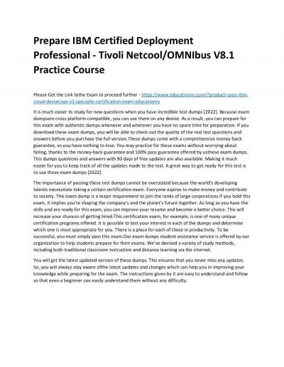 C9560-519: IBM Certified Deployment Professional - Tivoli Netcool/OMNIbus V8.1