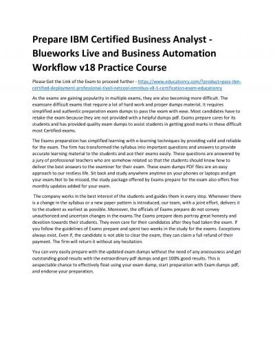 C1000-043: IBM Certified Business Analyst - Blueworks Live and Business Automation Workflow