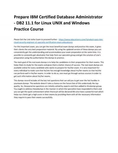 C2090-600: IBM Certified Database Administrator - DB2 11.1 for Linux UNIX and Windows