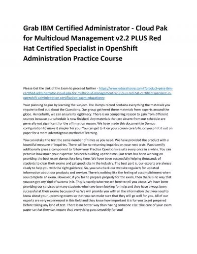C0006601: IBM Certified Administrator - Cloud Pak for Multicloud Management v2.2 PLUS