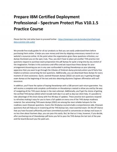 C1000-077: IBM Certified Deployment Professional - Spectrum Protect Plus V10.1.5