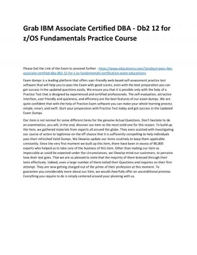 C1000-122: IBM Associate Certified DBA - Db2 12 for z/OS Fundamentals