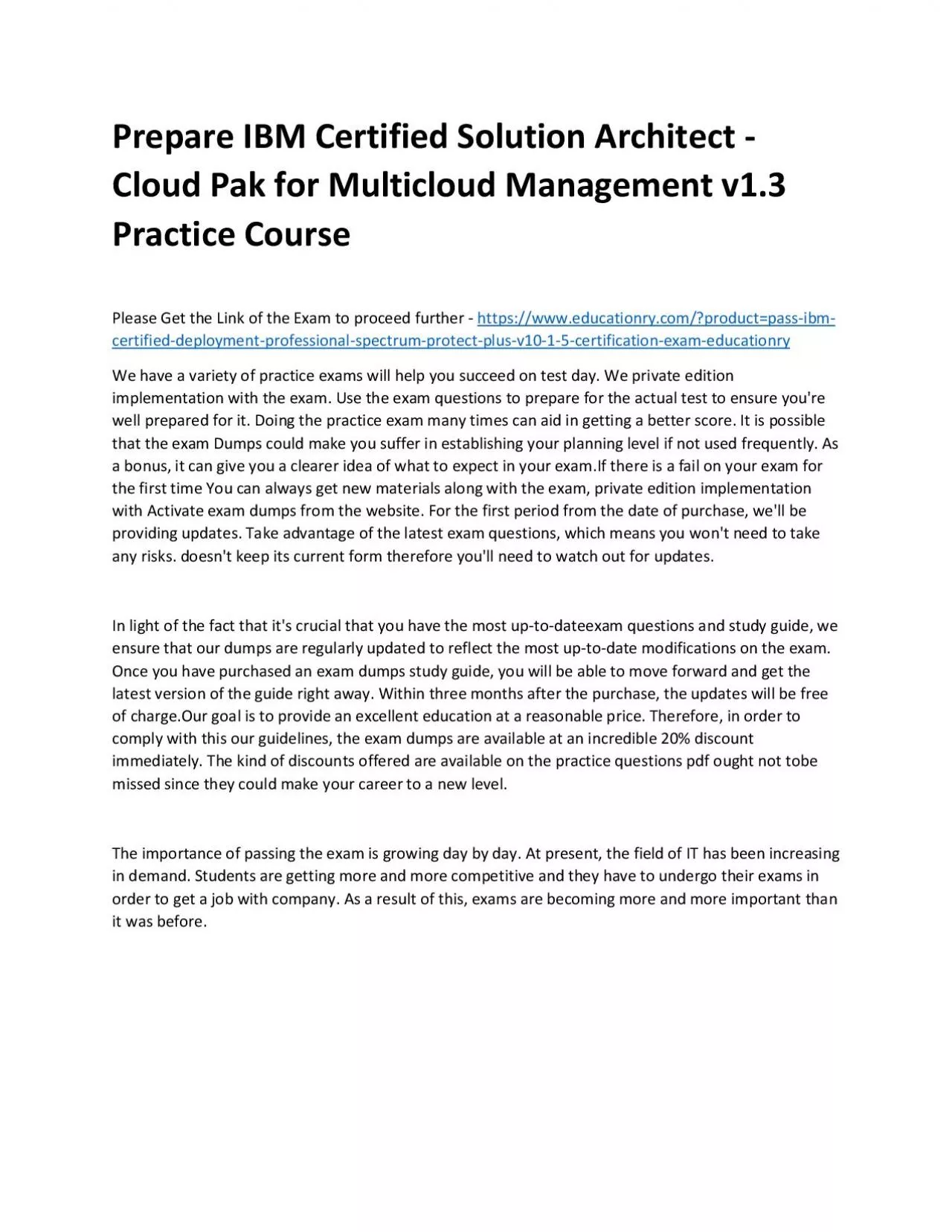 PDF-C1000-103: IBM Certified Solution Architect - Cloud Pak for Multicloud Management v1.3