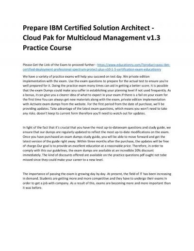 C1000-103: IBM Certified Solution Architect - Cloud Pak for Multicloud Management v1.3