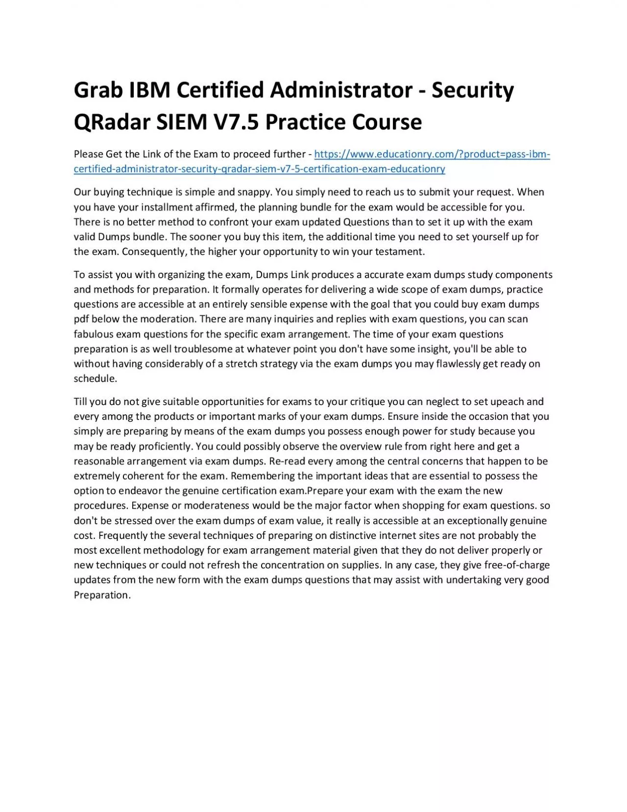 PDF-C1000-156: IBM Certified Administrator - Security QRadar SIEM V7.5