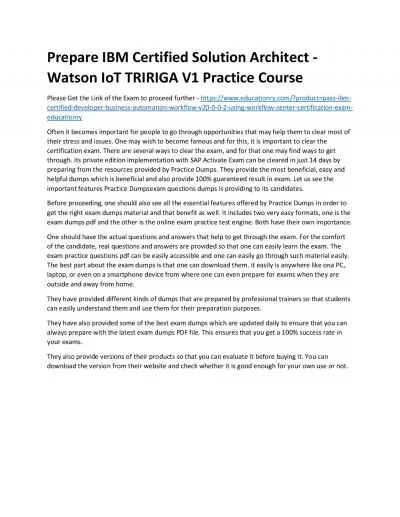 C1000-057: IBM Certified Solution Architect -Watson IoT TRIRIGA V1