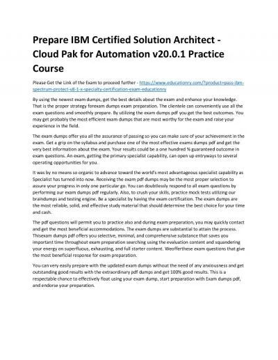 C1000-097: IBM Certified Solution Architect - Cloud Pak for Automation v20.0.1