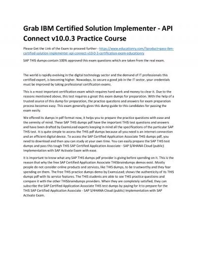 C1000-138: IBM Certified Solution Implementer - API Connect v10.0.3