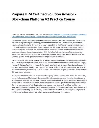 C1000-068: IBM Certified Solution Advisor - Blockchain Platform V2