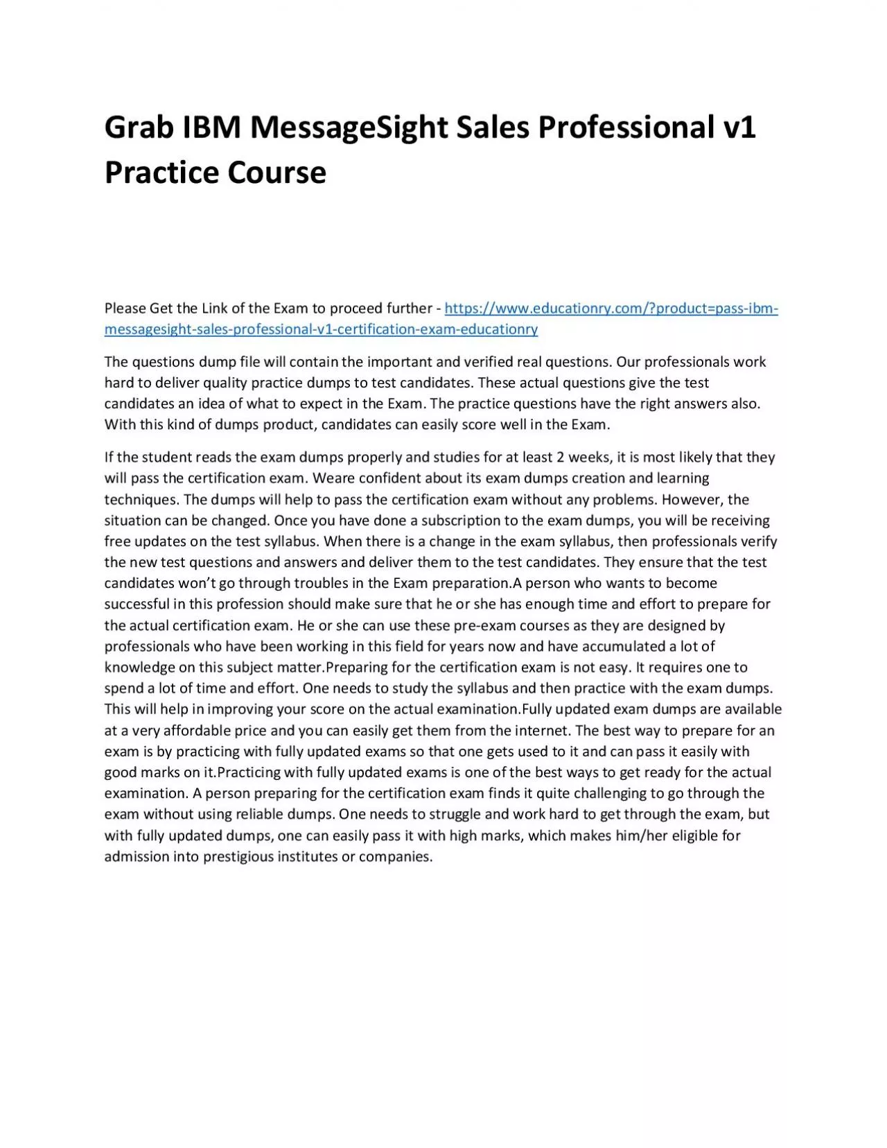 PDF-M2020-787: IBM MessageSight Sales Professional v1