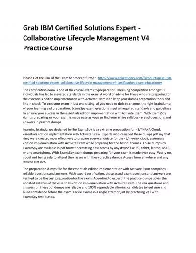 C9510-052: IBM Certified Solutions Expert - Collaborative Lifecycle Management V4